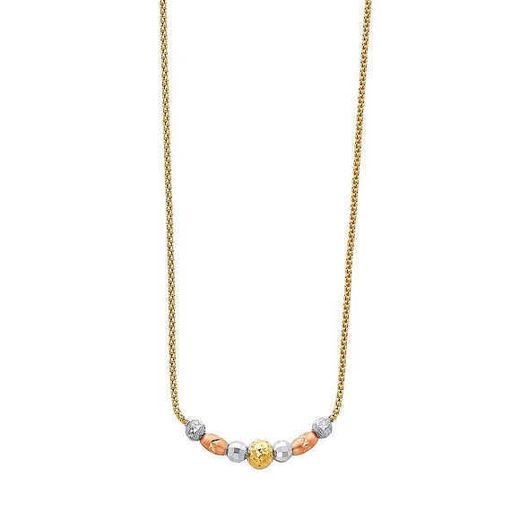 14K Tri-Color Fancy Necklace 18''