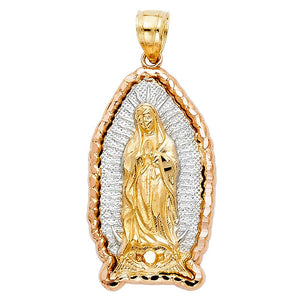 14K Tri Color Gold Virgen Mary Pendant