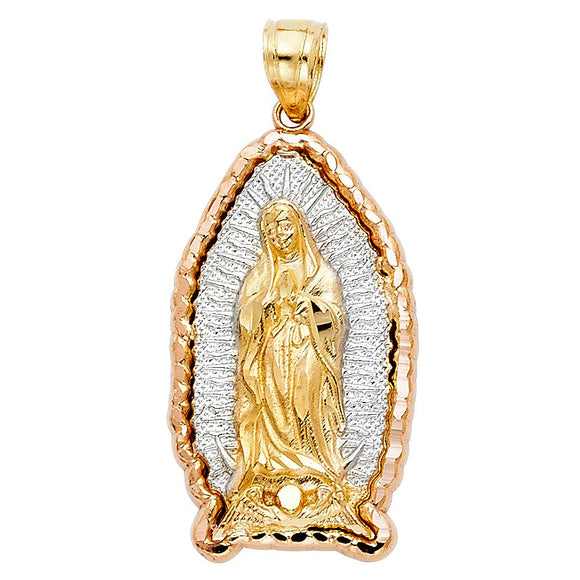 14K Tri Color Gold Virgen Mary Pendant