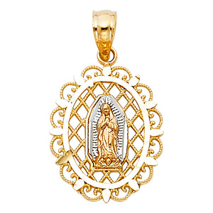 14K Yellow & White Gold Virgen Mary Pendant