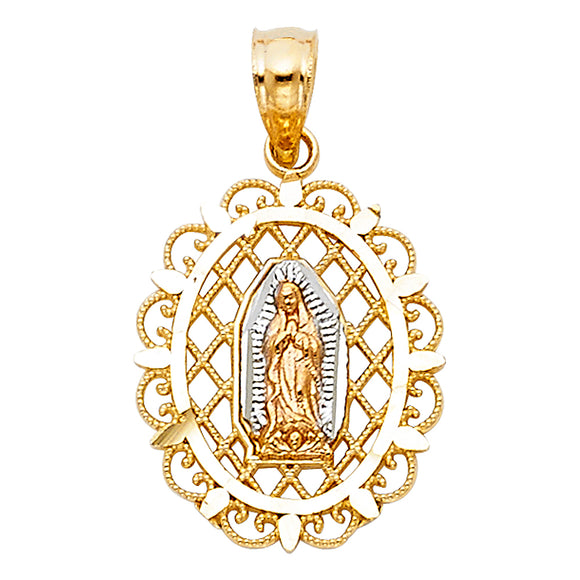 14K Yellow & White Gold Virgen Mary Pendant
