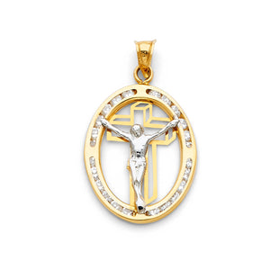 14K Cz Medal With Crucifix
