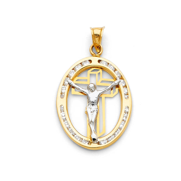 14K Cz Medal With Crucifix