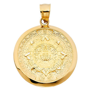 14K Yellow Gold Small Aztec Calender Pendant