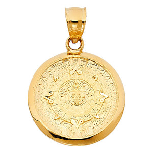 14K Yellow Gold Mini Aztec Calender Pendant