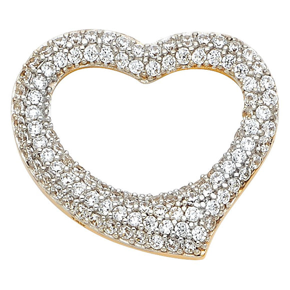 14K Yellow Gold CZ Fancy Heart Pendant