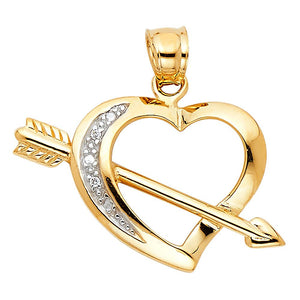 14K Two-Tone Heart with Arrow Pendant