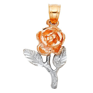 14K Gold Two Tone Rose Pendant