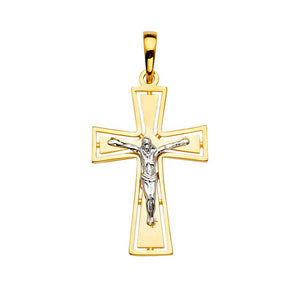14K Yellow & White Gold Crucifix Pendant