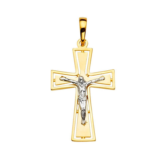 14K Yellow & White Gold Crucifix Pendant