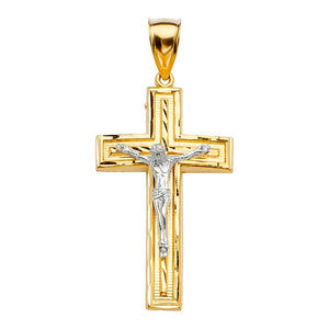 14K Two Tone Crucifix Pendant