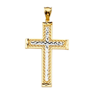 14K Yellow & White Gold Cross Pendant