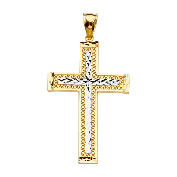 14K Yellow & White Gold Cross Pendant