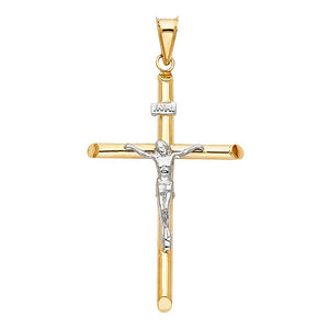 14K Two Tone Gold Crucifix Pendant