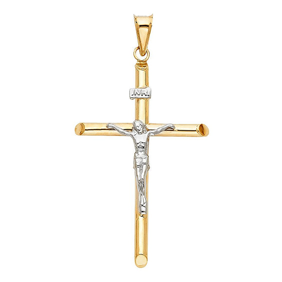 14K Two Tone Gold Crucifix Pendant