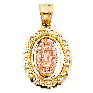 14K Yellow & Rose Gold Virgen Mary Pendant
