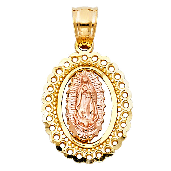 14K Yellow & Rose Gold Virgen Mary Pendant