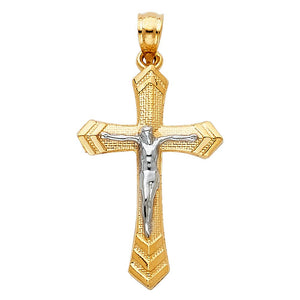 14K Two Tone Gold Crucifix Pendant