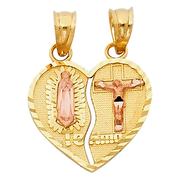 14K Yellow & Rose Gold 2 Piece Heart 