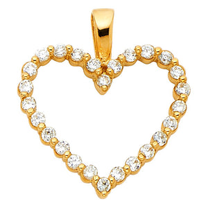 14K Yellow Gold CZ Heart Pendant