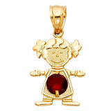 4KY Birthstone CZ Girl Pendant