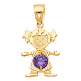 4KY Birthstone CZ Girl Pendant