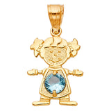 4KY Birthstone CZ Girl Pendant