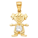 4KY Birthstone CZ Girl Pendant