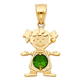 4KY Birthstone CZ Girl Pendant