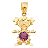 4KY Birthstone CZ Girl Pendant