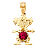4KY Birthstone CZ Girl Pendant