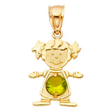 4KY Birthstone CZ Girl Pendant
