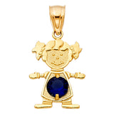 4KY Birthstone CZ Girl Pendant