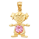 4KY Birthstone CZ Girl Pendant