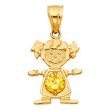 4KY Birthstone CZ Girl Pendant