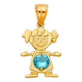 4KY Birthstone CZ Girl Pendant