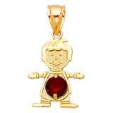 14KY Birthstone CZ Boy Pendant