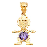 14KY Birthstone CZ Boy Pendant