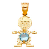 14KY Birthstone CZ Boy Pendant