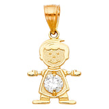 14KY Birthstone CZ Boy Pendant