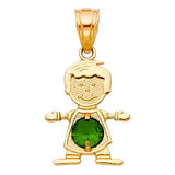14KY Birthstone CZ Boy Pendant
