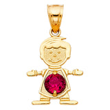 14KY Birthstone CZ Boy Pendant