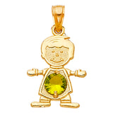 14KY Birthstone CZ Boy Pendant