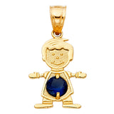 14KY Birthstone CZ Boy Pendant
