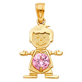 14KY Birthstone CZ Boy Pendant