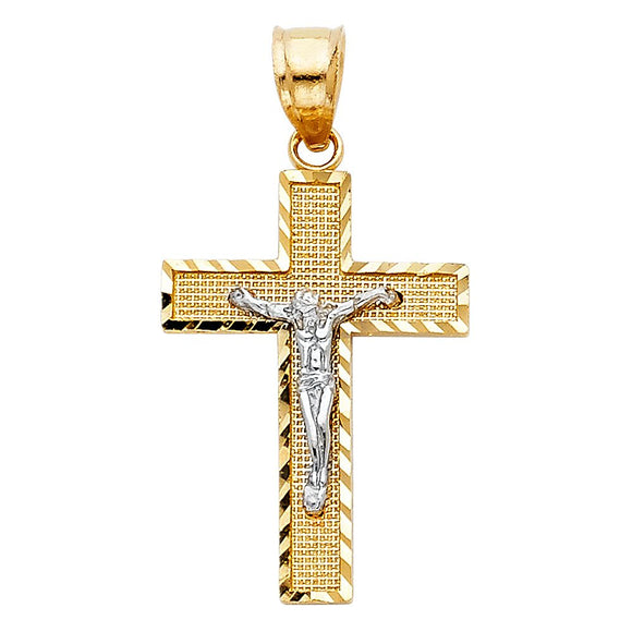 14K Yellow and White Gold Crucifix Pendant ATTENTION ON BARCODE