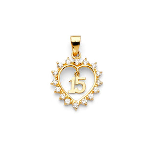14K Yellow Gold CZ Quince Pendant