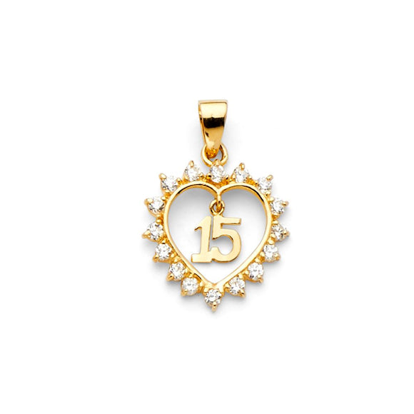 14K Yellow Gold CZ Quince Pendant