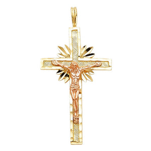 14K Two Tone Gold Crucifix Pendant