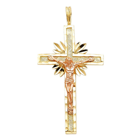 14K Two Tone Gold Crucifix Pendant